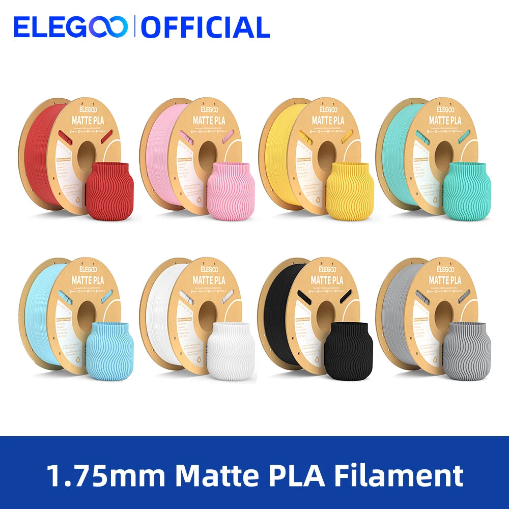 ELEGOO Matte PLA Filament 1KG 1.75mm – FDM 3D Printer Filament, ±0.02mm Accuracy