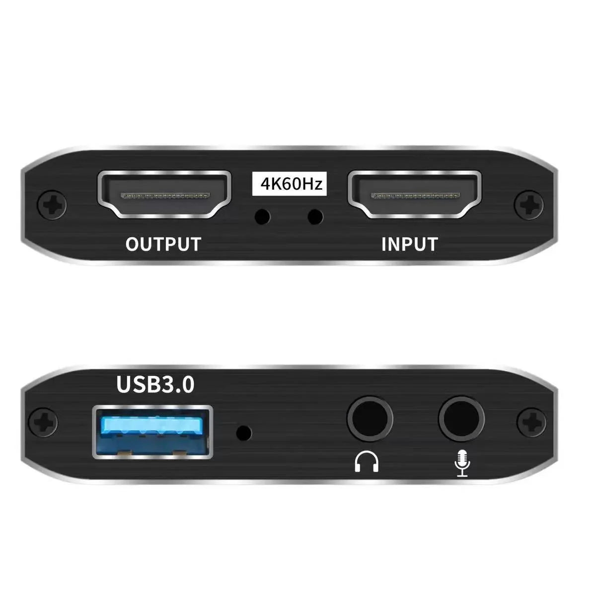 4K USB 3.0 Video Capture Card, HDMI-compatible HDTV Recorder Grabber for Game Recording, PC, Game Audio & Mic