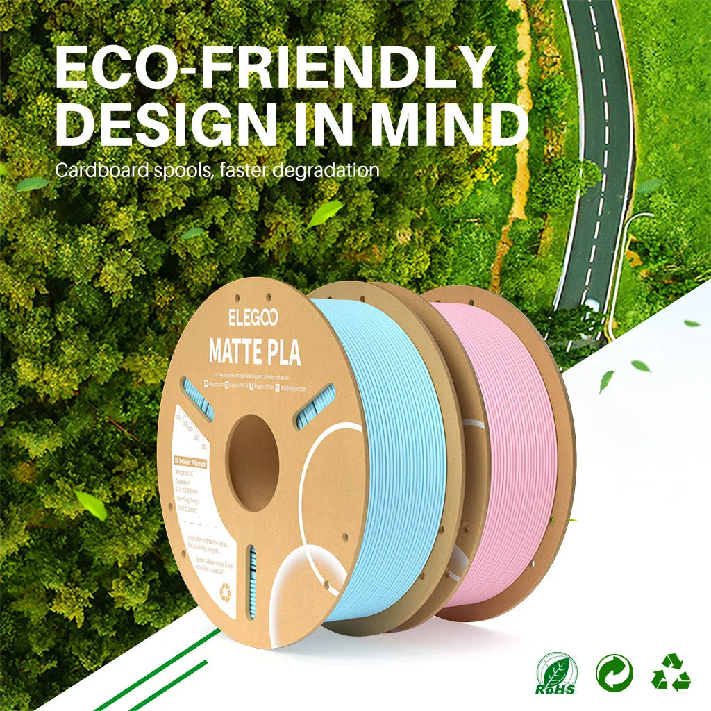 ELEGOO Matte PLA Filament 1KG 1.75mm – FDM 3D Printer Filament, ±0.02mm Accuracy