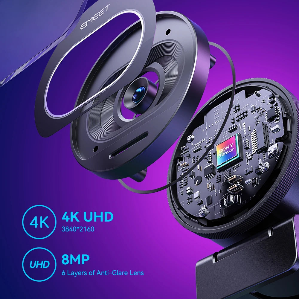 Webcam 4K Streaming Web Camera 1080P 60FPS USB