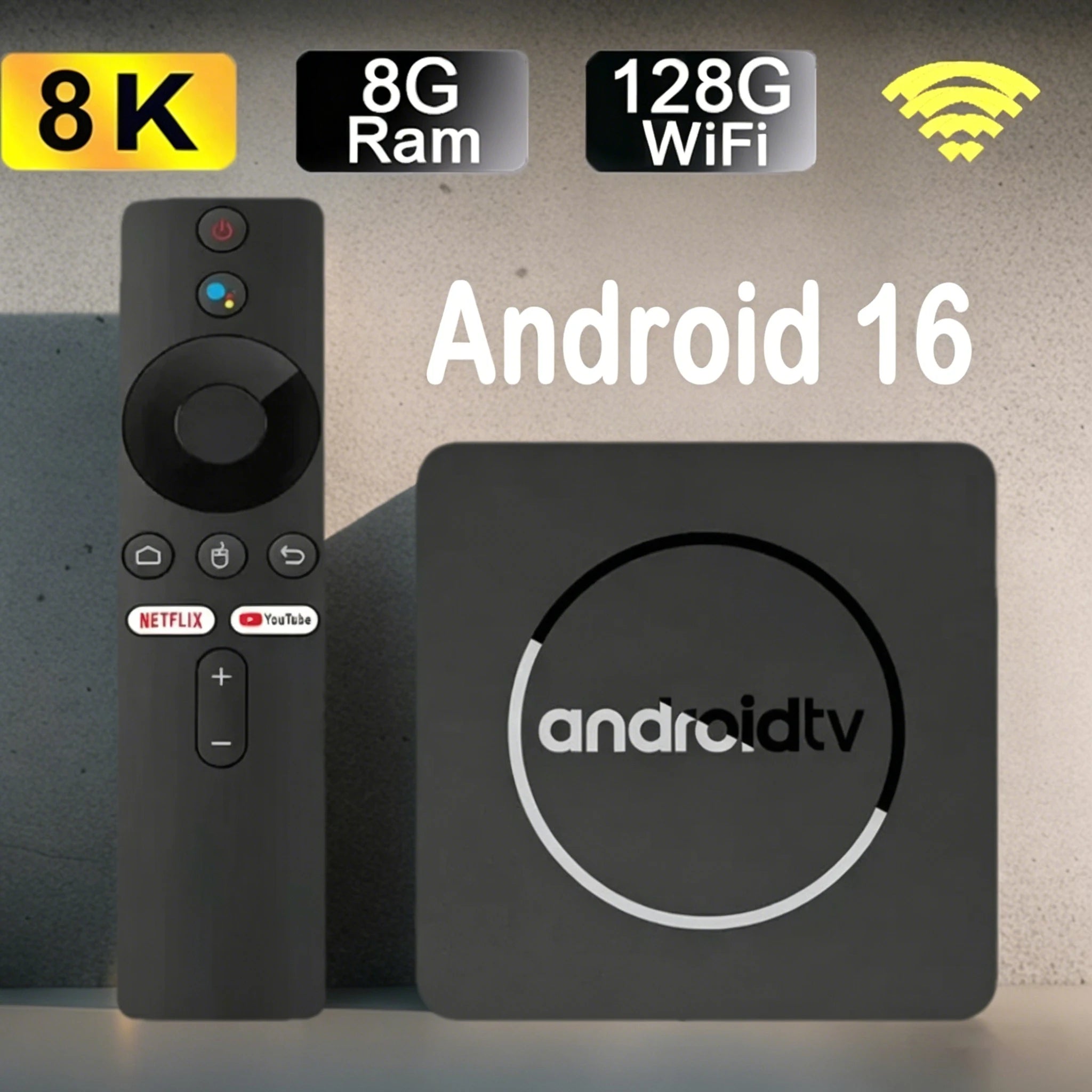 Q10 Android 16 TV Box – 8K HDR10+, Dual WiFi, Bluetooth 5.0 & Voice Control