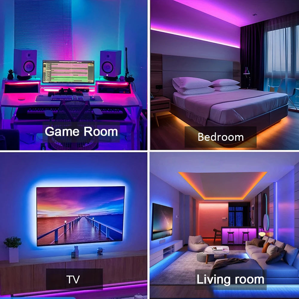 RGB LED Strip Lights – 5M/10M/20M/30M Flexible Light Strip with APP Control for Room Decoration
