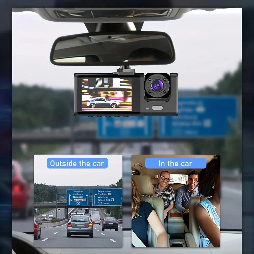 1080P Dual Dash Cam – Front & Interior Car Camera with IR Night Vision, Loop Recording & Wide-Angle Lens