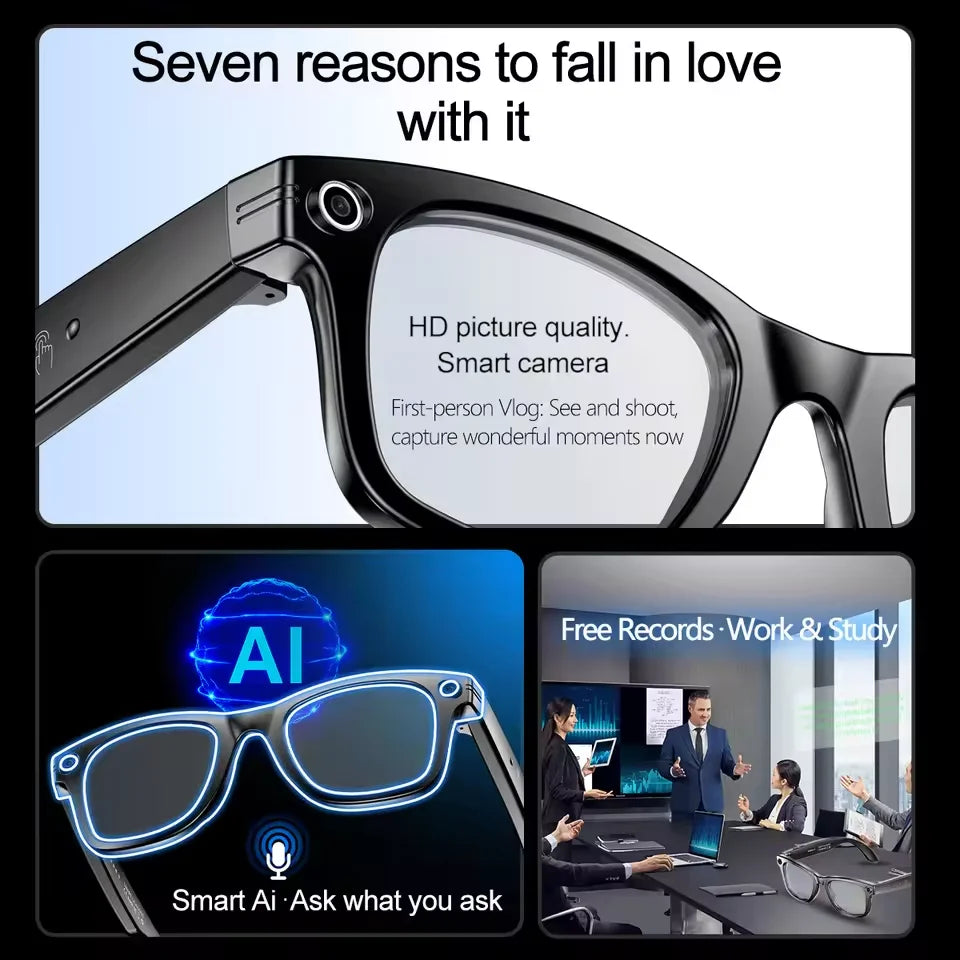 AI Smart Glasses with Camera – Photo, Video Recording, Bluetooth Calls & Translation