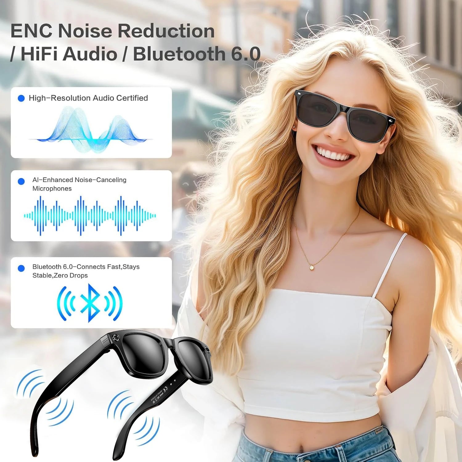 AI Smart Glasses with Camera – Photo, Video Recording, Bluetooth Calls & Translation