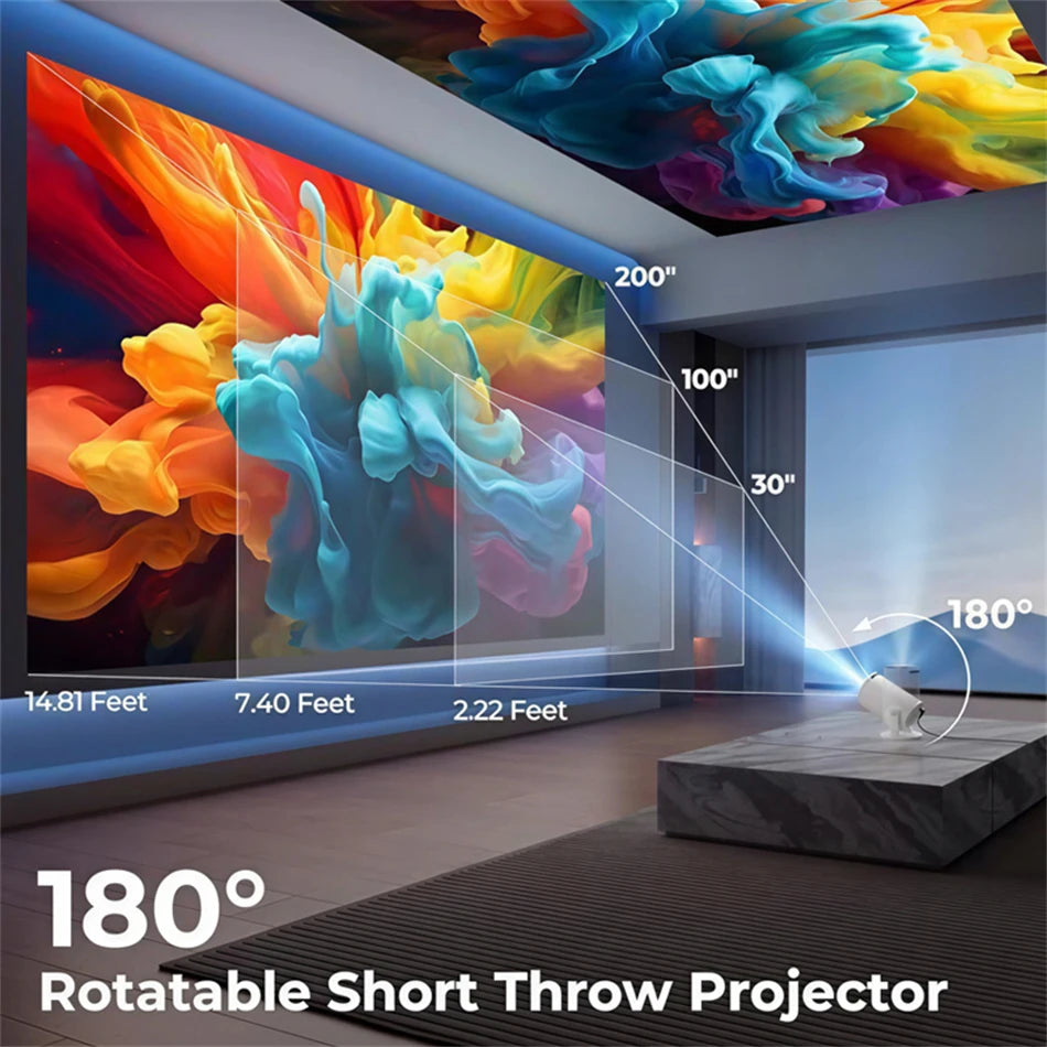 HY300 Smart Portable Projector – 4K Support, Android 11, WiFi 6 & Bluetooth 5.0