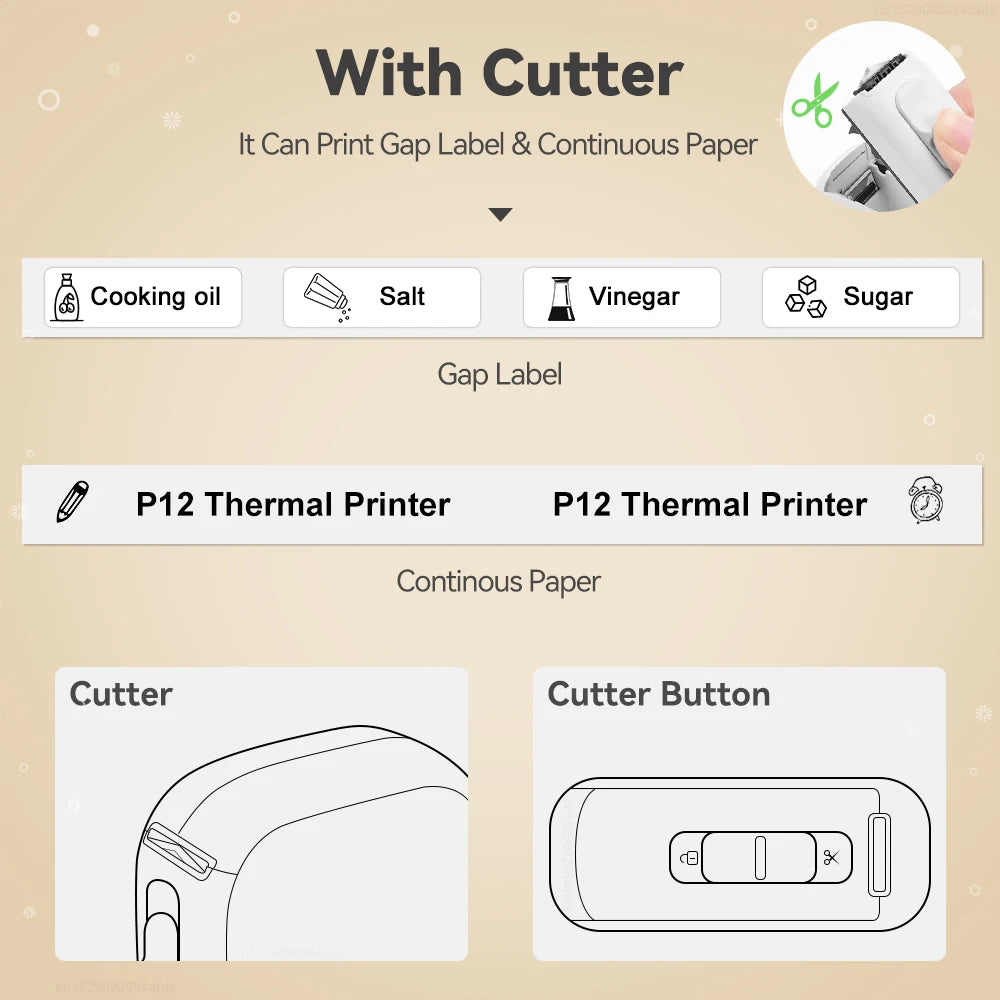 Marklife P12 Portable Mini Thermal Label Printer – Bluetooth Sticker Label Maker with Continuous Label Tape