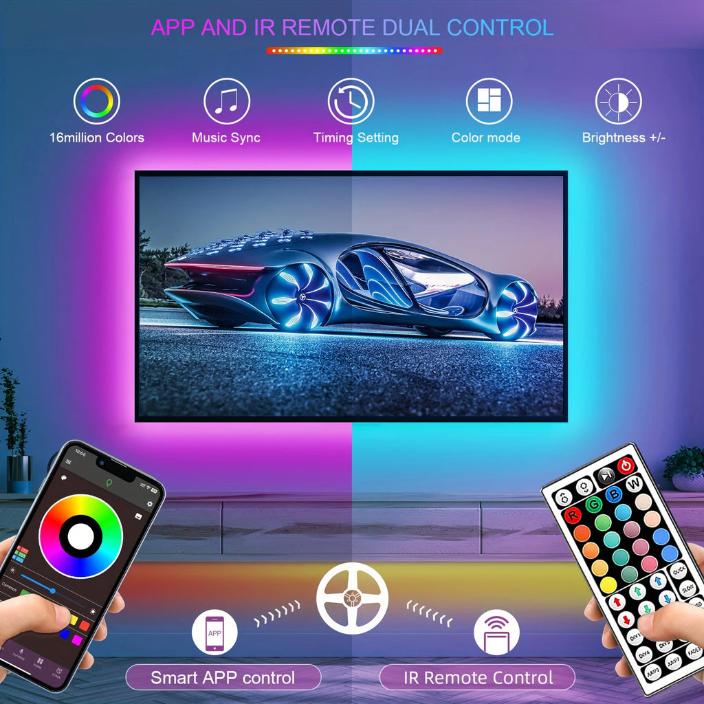RGB LED Strip Lights – 5M/10M/20M/30M Flexible Light Strip with APP Control for Room Decoration