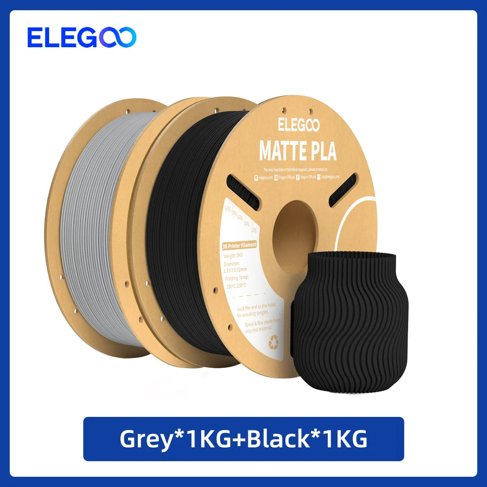 ELEGOO Matte PLA Filament 1KG 1.75mm – FDM 3D Printer Filament, ±0.02mm Accuracy