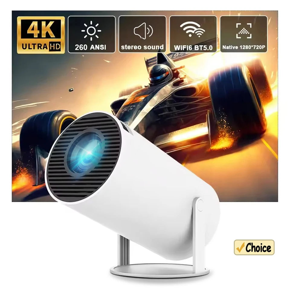 HY300 Smart Portable Projector – Android 11, WiFi 6, Bluetooth 5.0, 4K Support