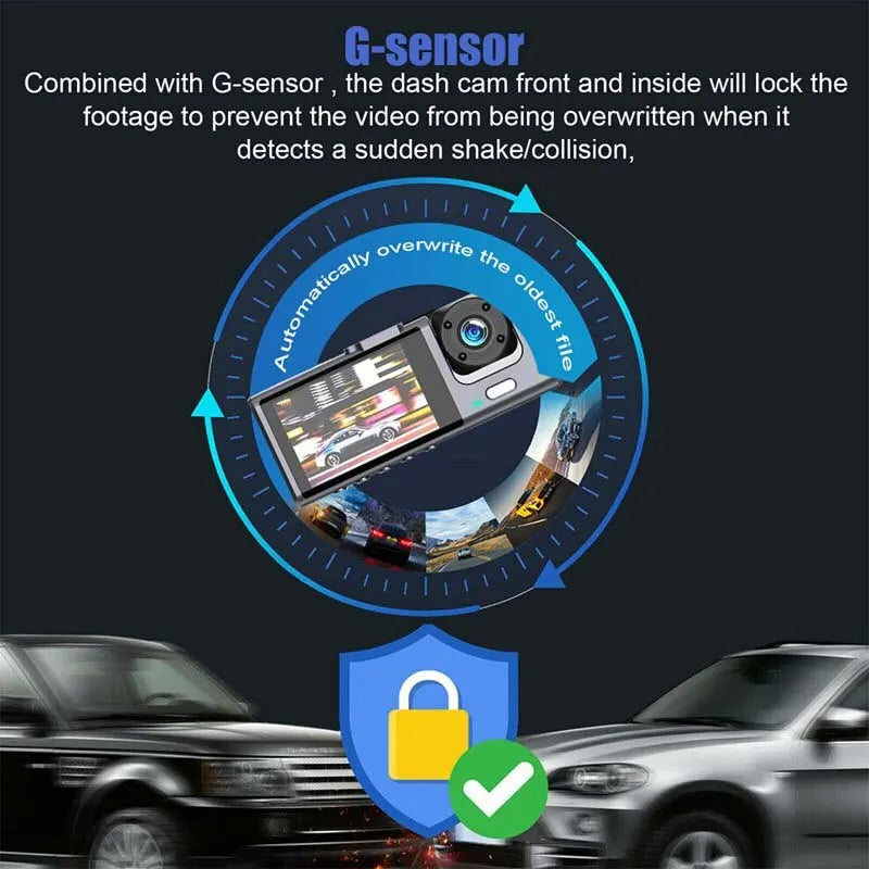 1080P Dual Dash Cam – Front & Interior Car Camera with IR Night Vision, Loop Recording & Wide-Angle Lens