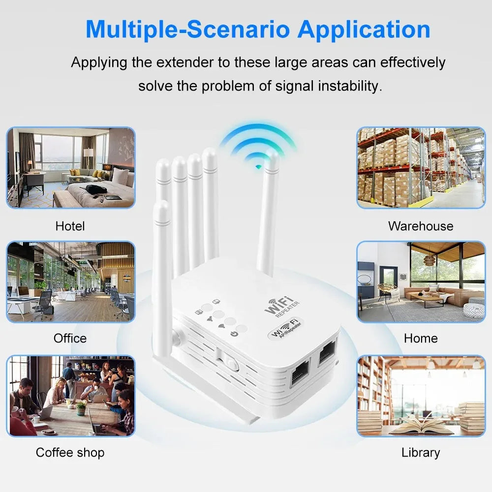 1200Mbps Dual-Band WiFi Range Extender – 2.4GHz & 5GHz Wireless Signal Booster