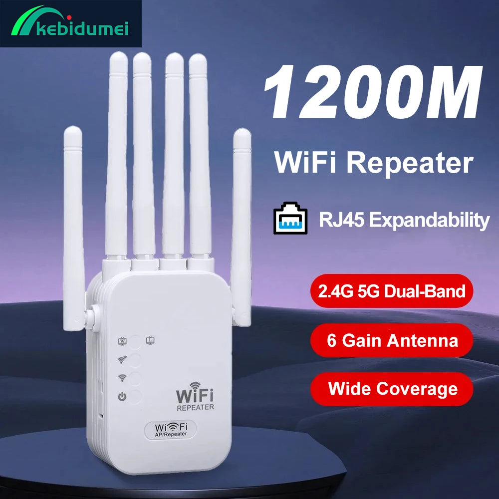 1200Mbps Dual-Band WiFi Range Extender – 2.4GHz & 5GHz Wireless Signal Booster