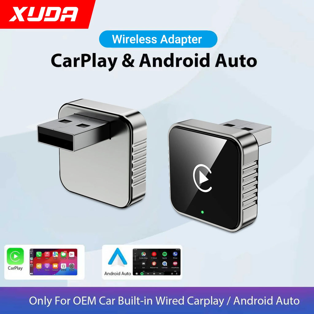 XUDA 2-in-1 Wireless CarPlay & Android Auto Adapter – Plug & Play USB Dongle for OEM Car Stereo