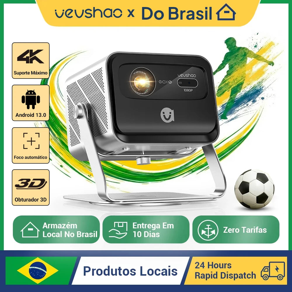 VEVSHAO V80 4K Projector Full HD1080P 2200 Anis Lumens Android 11.0 WiFi 6 Video Home Movie Theater Projectors with Base Stand