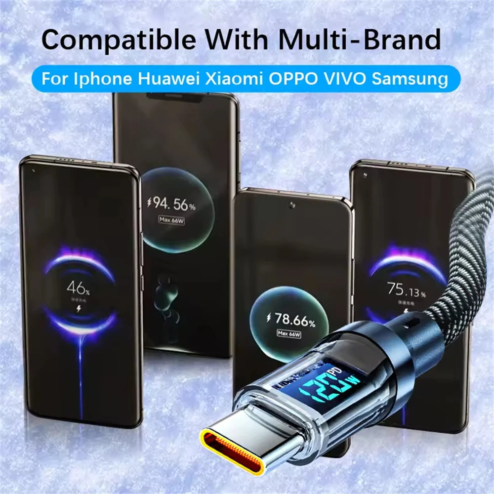 100W USB-C Fast Charging Cable with LED Display – USB-C to USB-C / USB-A to USB-C