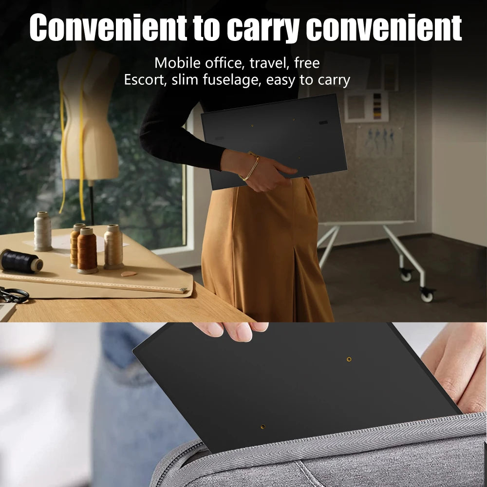 MUCAI 14" Portable Monitor – 60Hz HD USB-C & Mini HDMI External Display