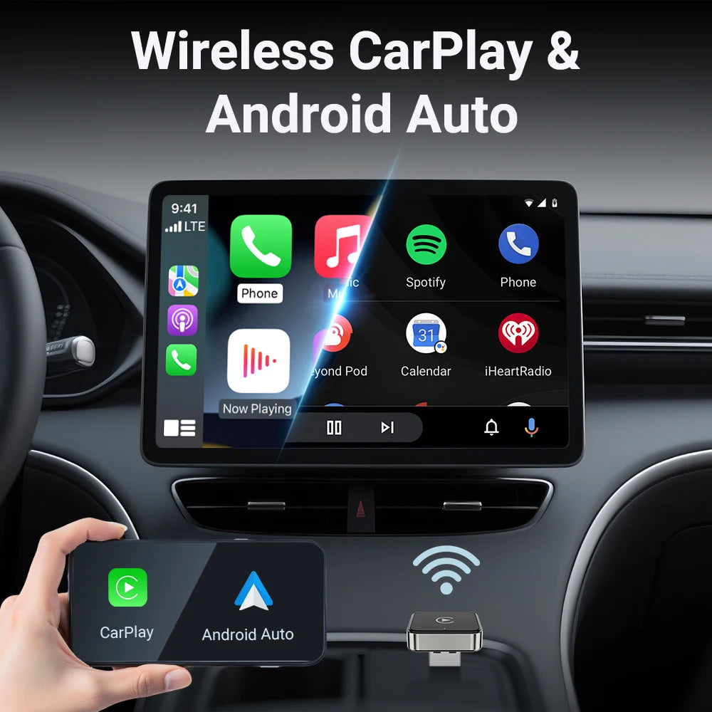 XUDA 2-in-1 Wireless CarPlay & Android Auto Adapter – Plug & Play USB Dongle for OEM Car Stereo