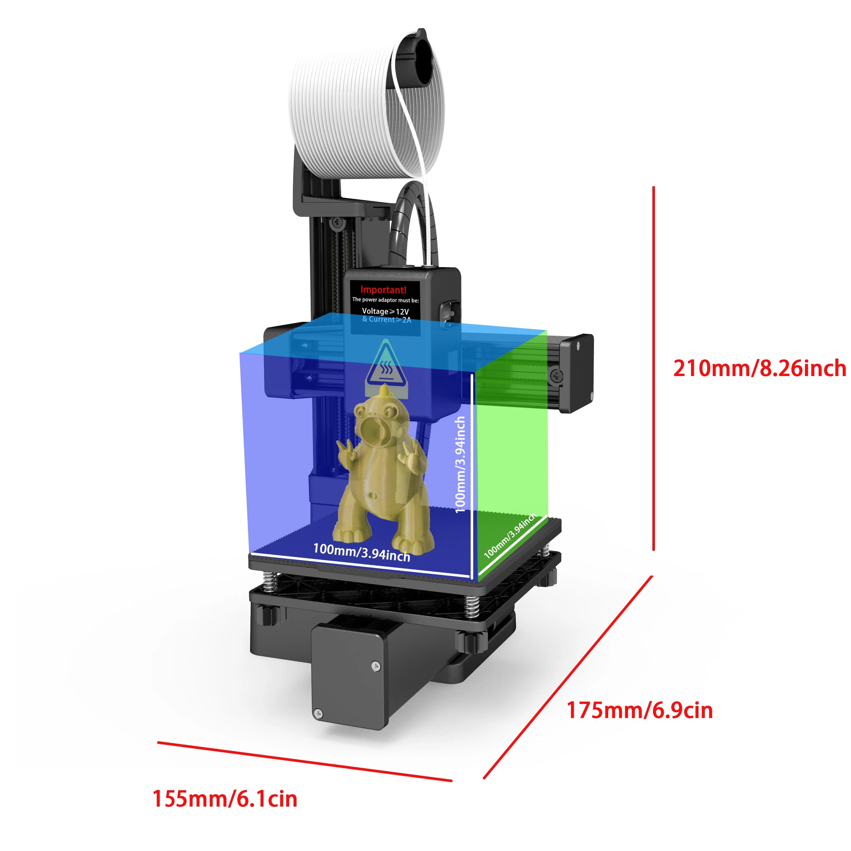 EasyThreed Entry-Level 3D Printer – Compatible with PLA & TPU 1.75mm Filament, Includes Power Adapter