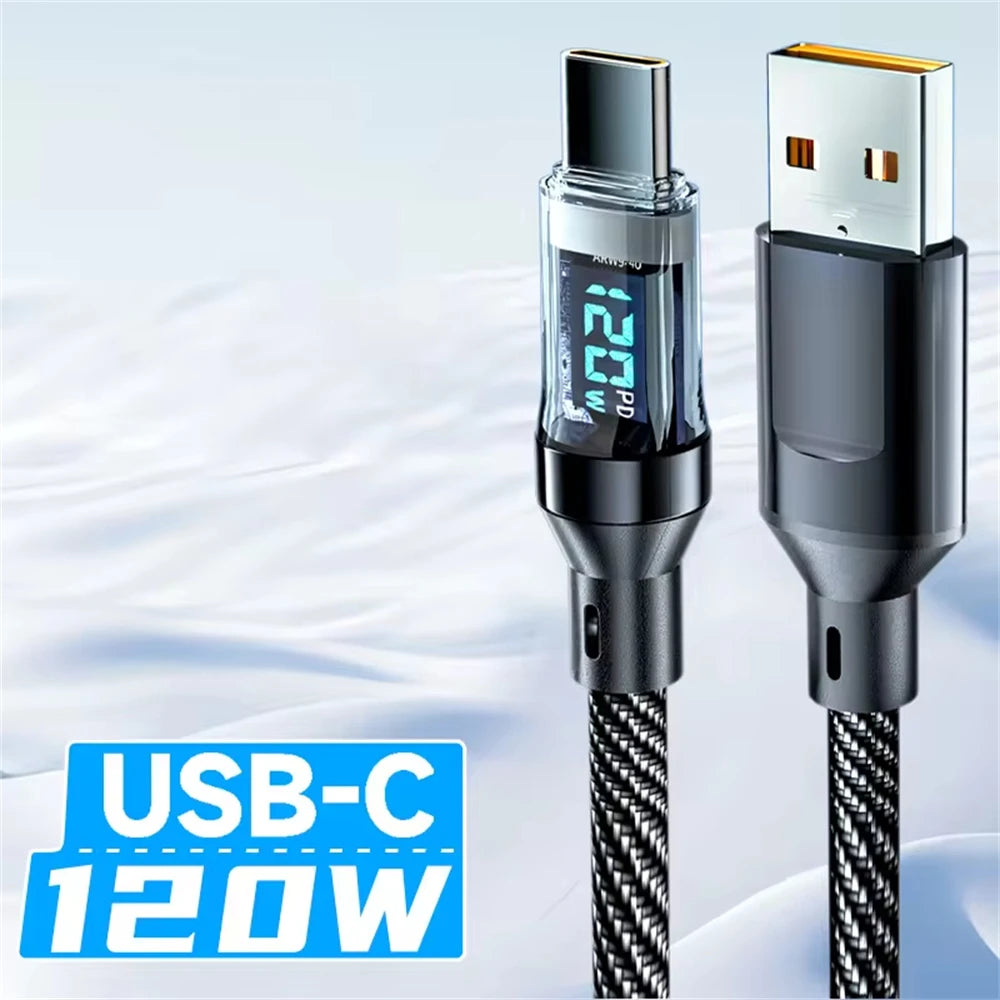 100W USB-C Fast Charging Cable with LED Display – USB-C to USB-C / USB-A to USB-C