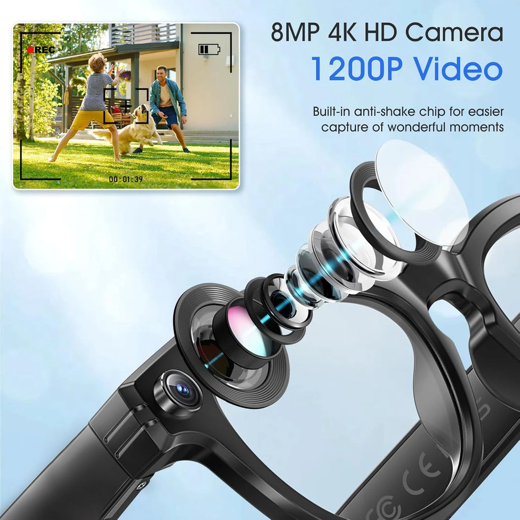 AI Smart Glasses with Camera – Photo, Video Recording, Bluetooth Calls & Translation