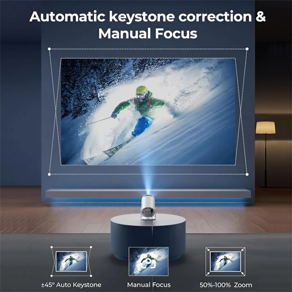 HY300 Smart Portable Projector – 4K Support, Android 11, WiFi 6 & Bluetooth 5.0