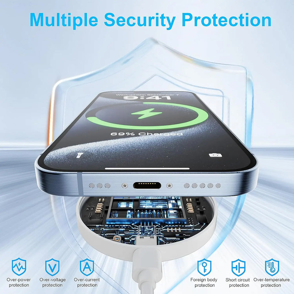 Mini Magnetic Wireless Charger for MagSafe – Fast Charging Pad for iPhone 17/16/15/14/13/12 & AirPods Pro