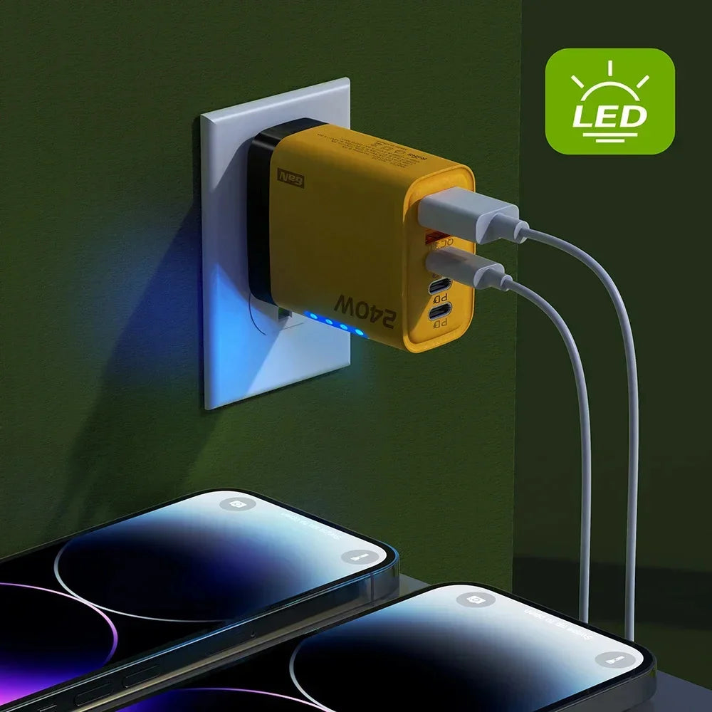 240W GaN 5-Port Fast USB Charger – Multi-Port Wall Adapter for iPhone, Samsung, Xiaomi & More