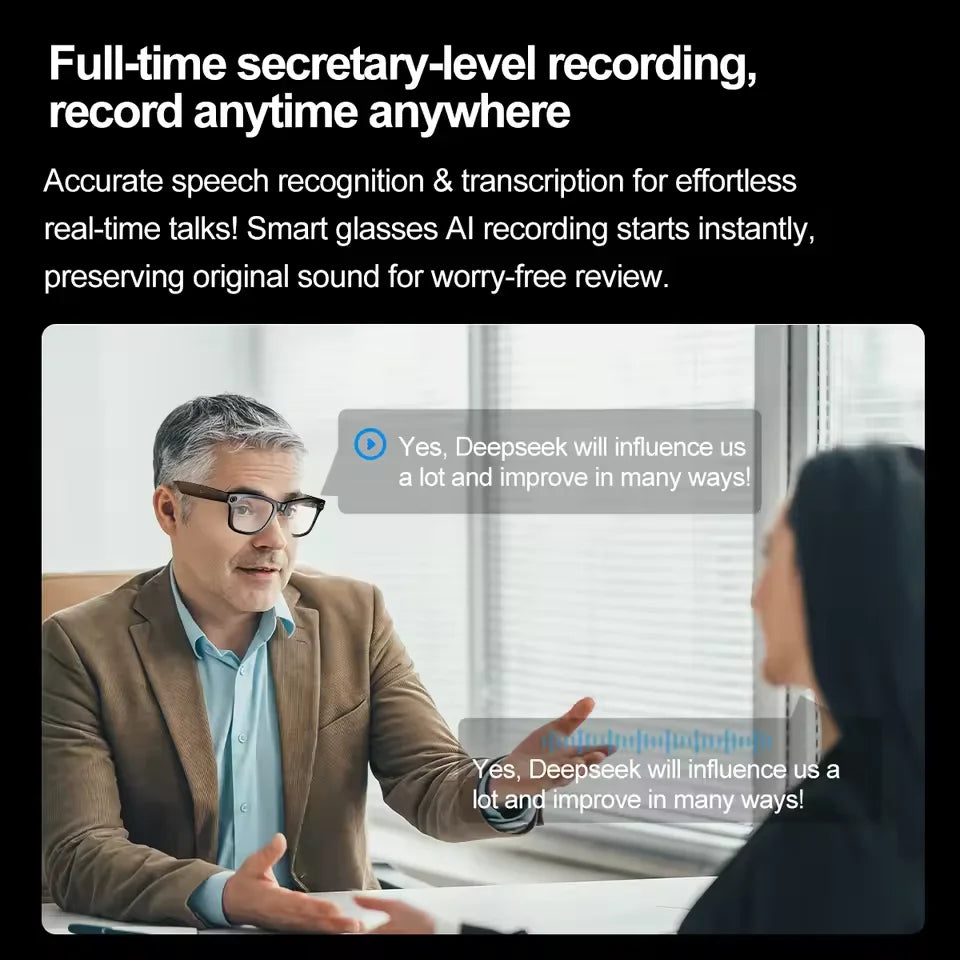 AI Smart Glasses with Camera – Photo, Video Recording, Bluetooth Calls & Translation