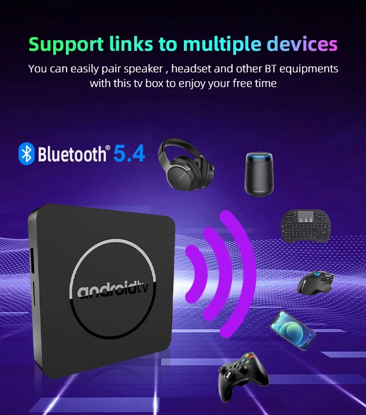 Q10 Android 16 TV Box – 8K HDR10+, Dual WiFi, Bluetooth 5.0 & Voice Control